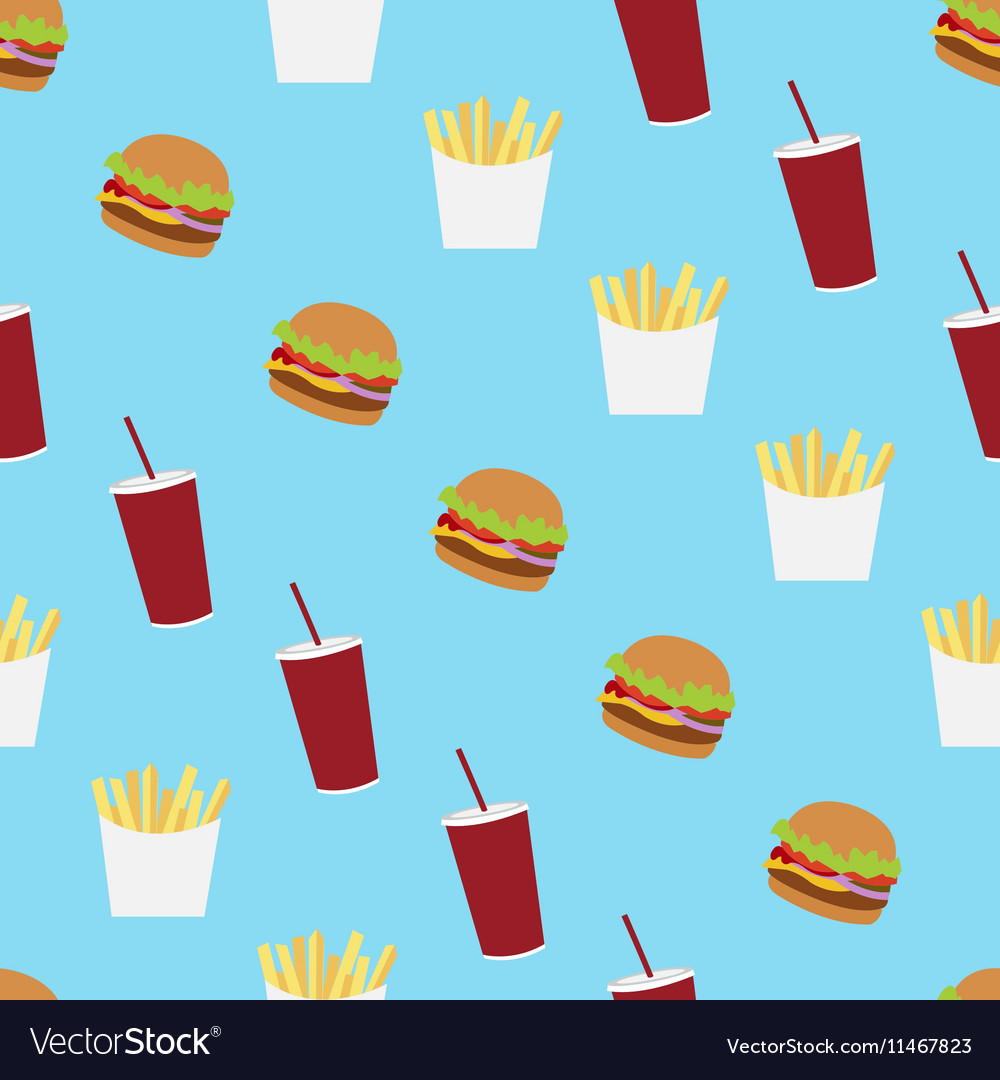 Pattern with french fry burger ice cream and soda Vector Image