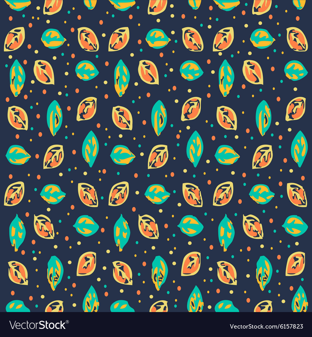 Pattern with multicolored leaf on dark background