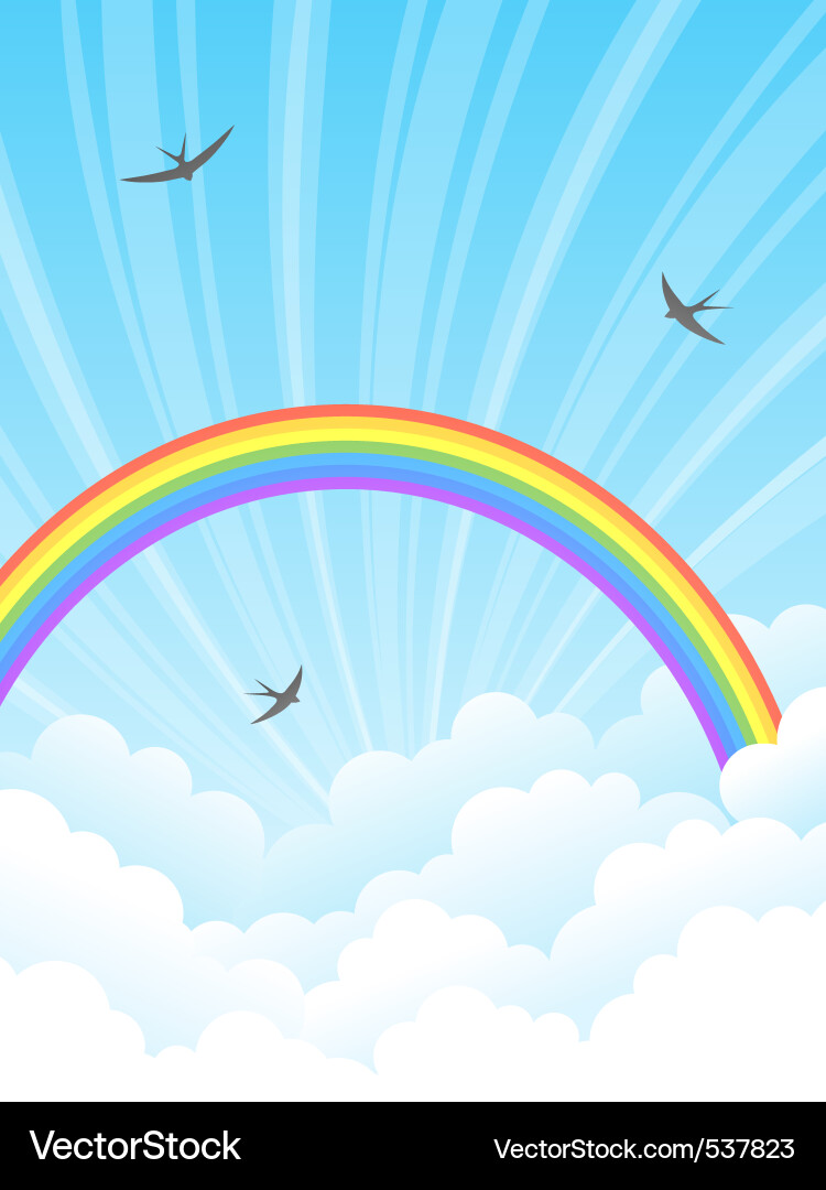 Rainbow and clouds Royalty Free Vector Image - VectorStock