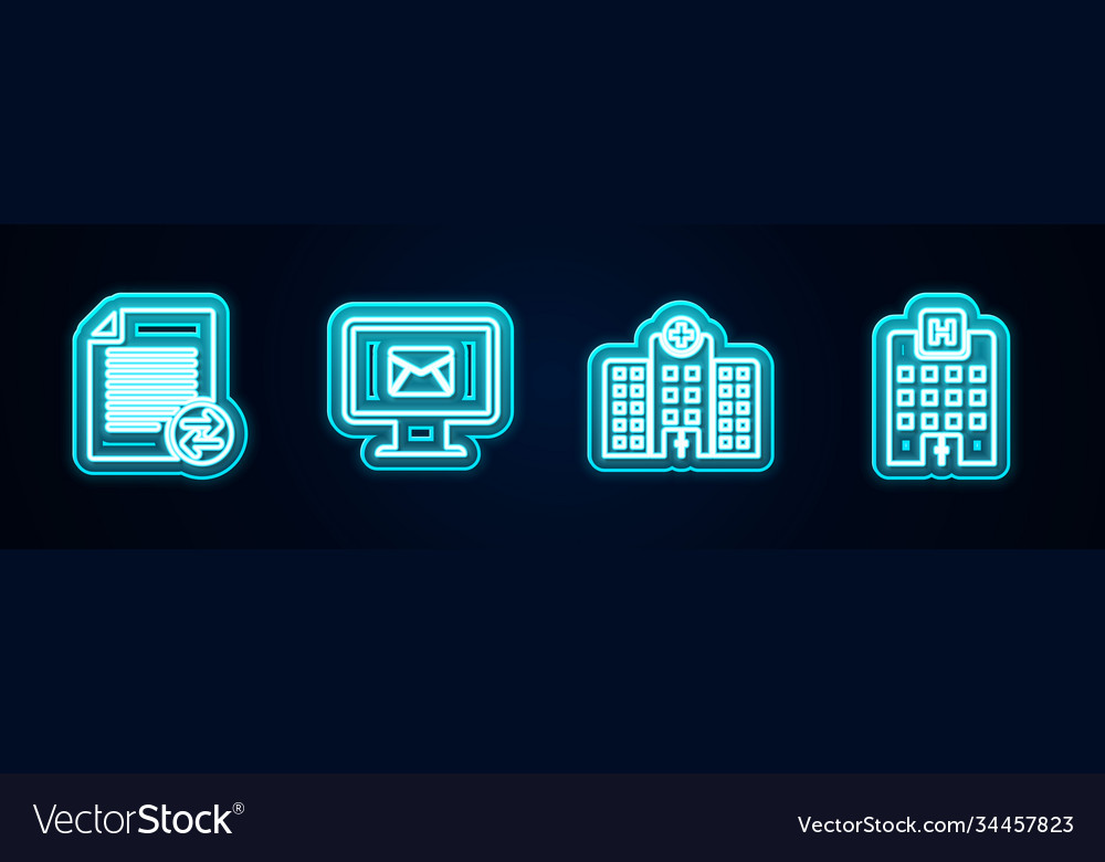 Set line transfer files monitor and envelope Vector Image Set line transfer files monitor and envelope