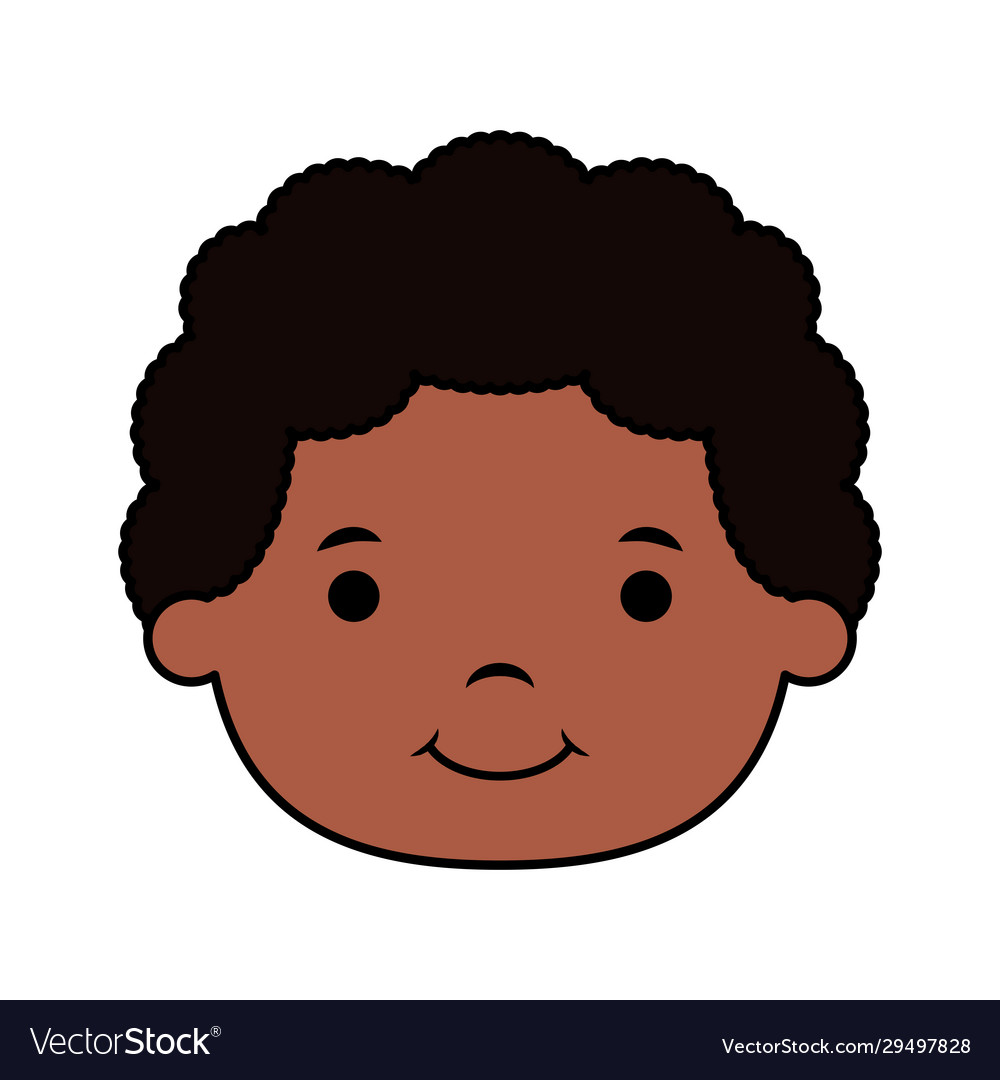 Afro little boy head comic character Royalty Free Vector