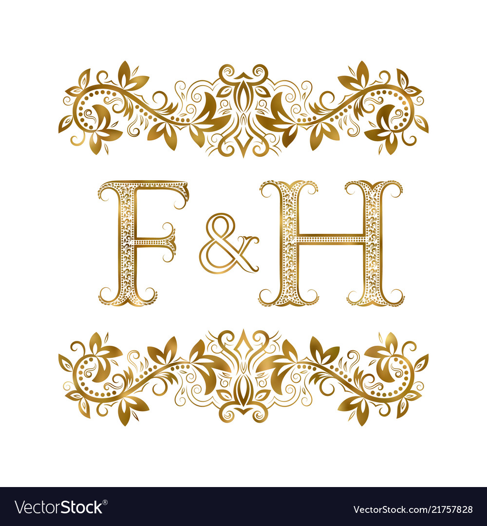 F and h vintage initials logo symbol Royalty Free Vector