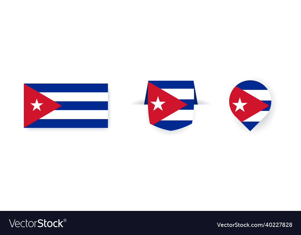 Flags of cuba label point icon and simple flag vector image Flags of cuba label point icon and simple flag