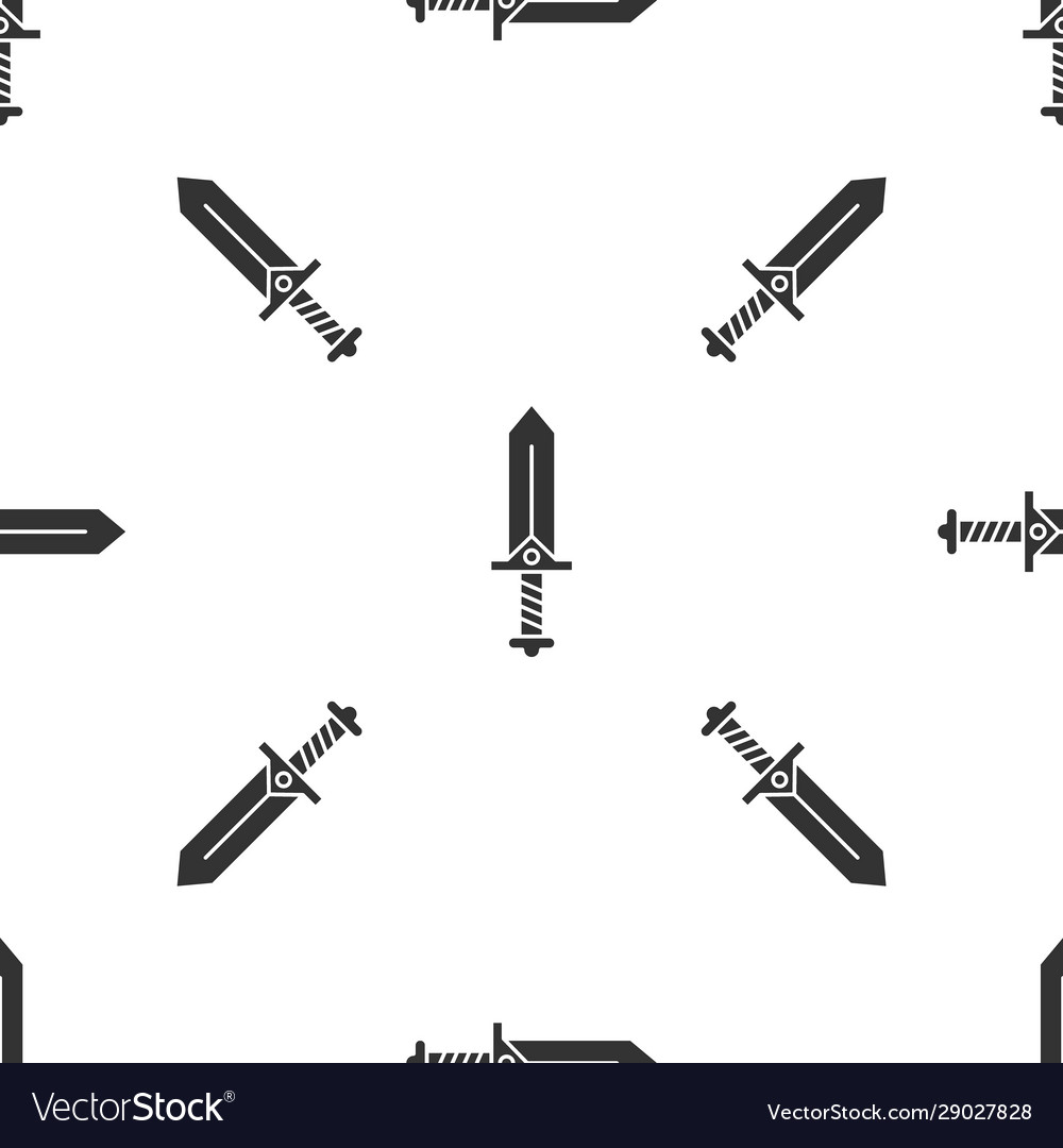 Grey sword for game icon isolated seamless pattern vector image Grey sword for game icon isolated seamless pattern