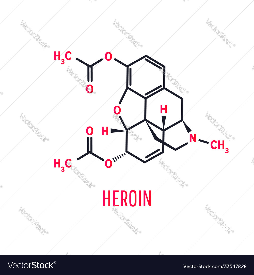 Heroin diacetylmorphin on a white background