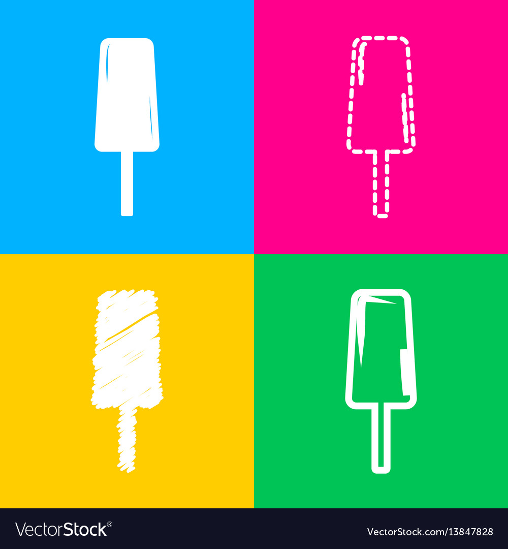 Ice cream sign four styles of icon on color