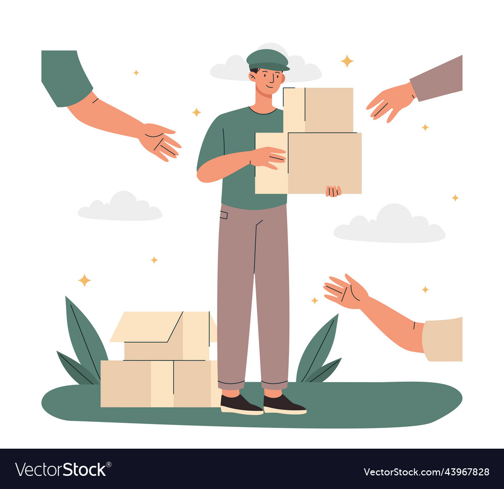 Postman with box vector image Postman with box