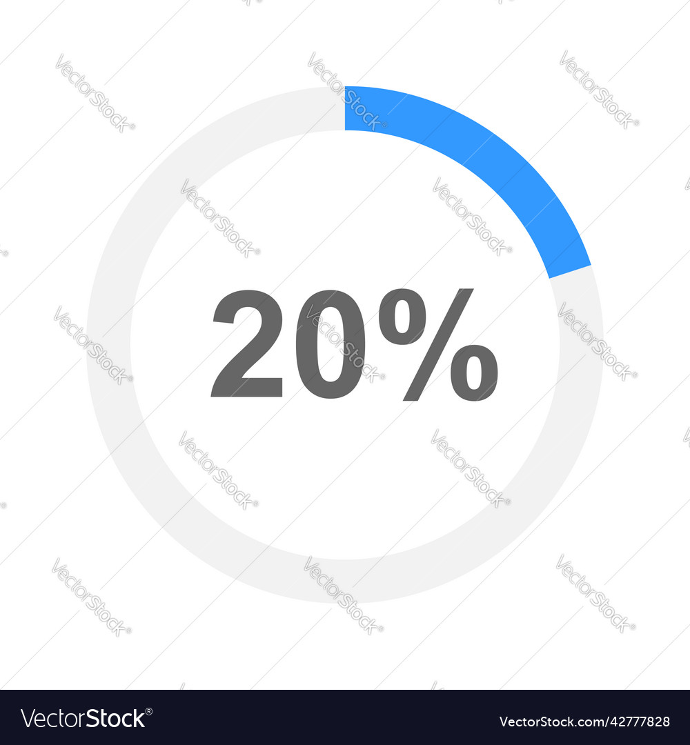 Round progress bar filled on 20 percent loading vector image Round progress bar filled on 20 percent loading