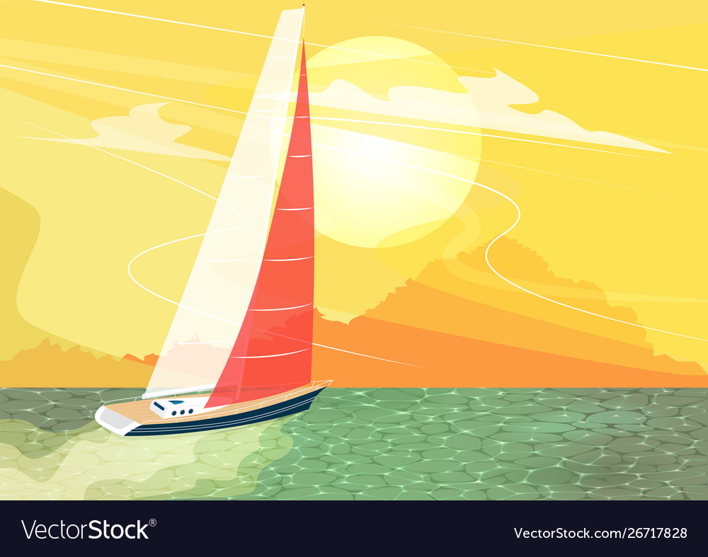 Sailing ship banner in cartoon style