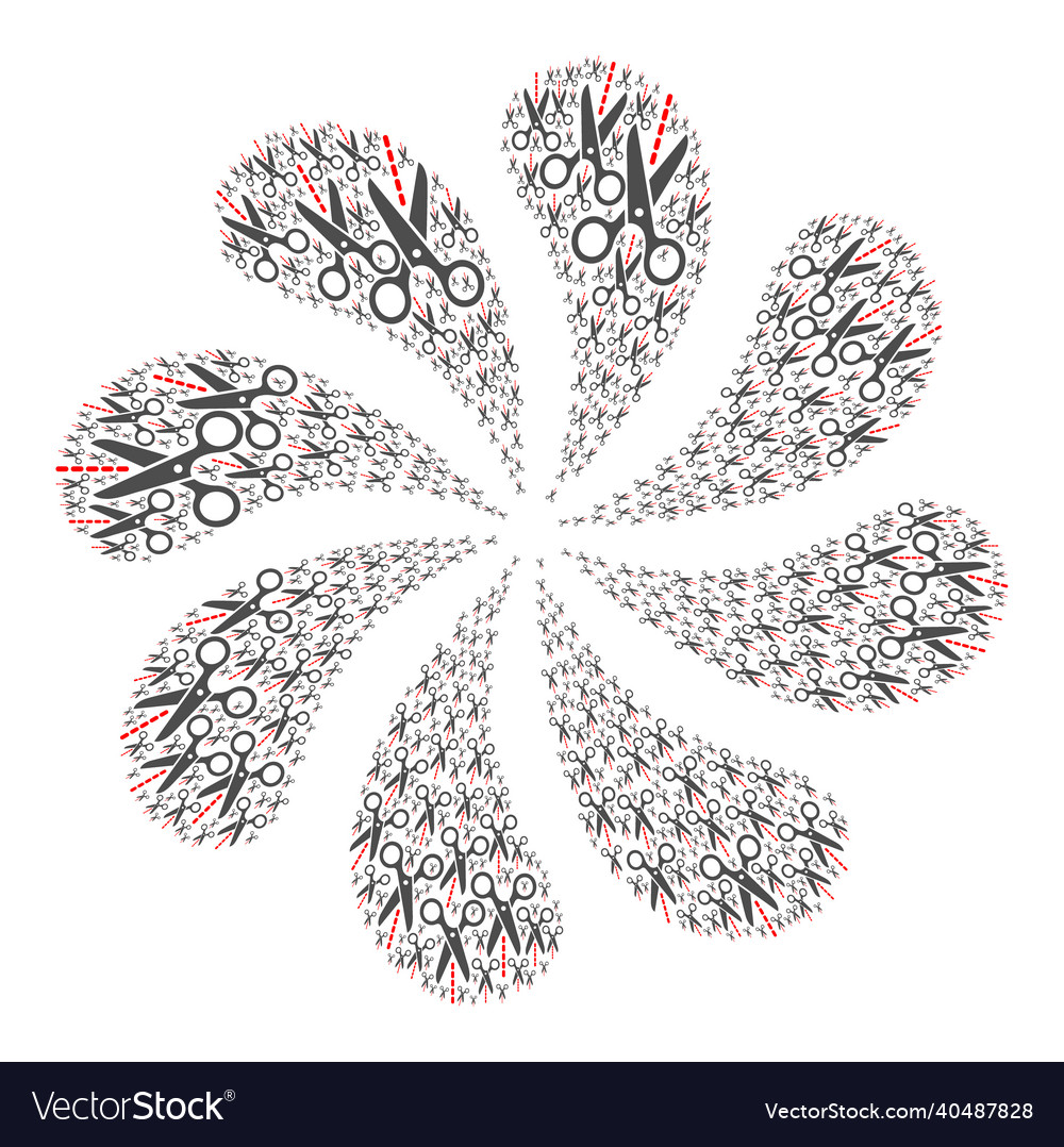 Scissors line icon curl flower