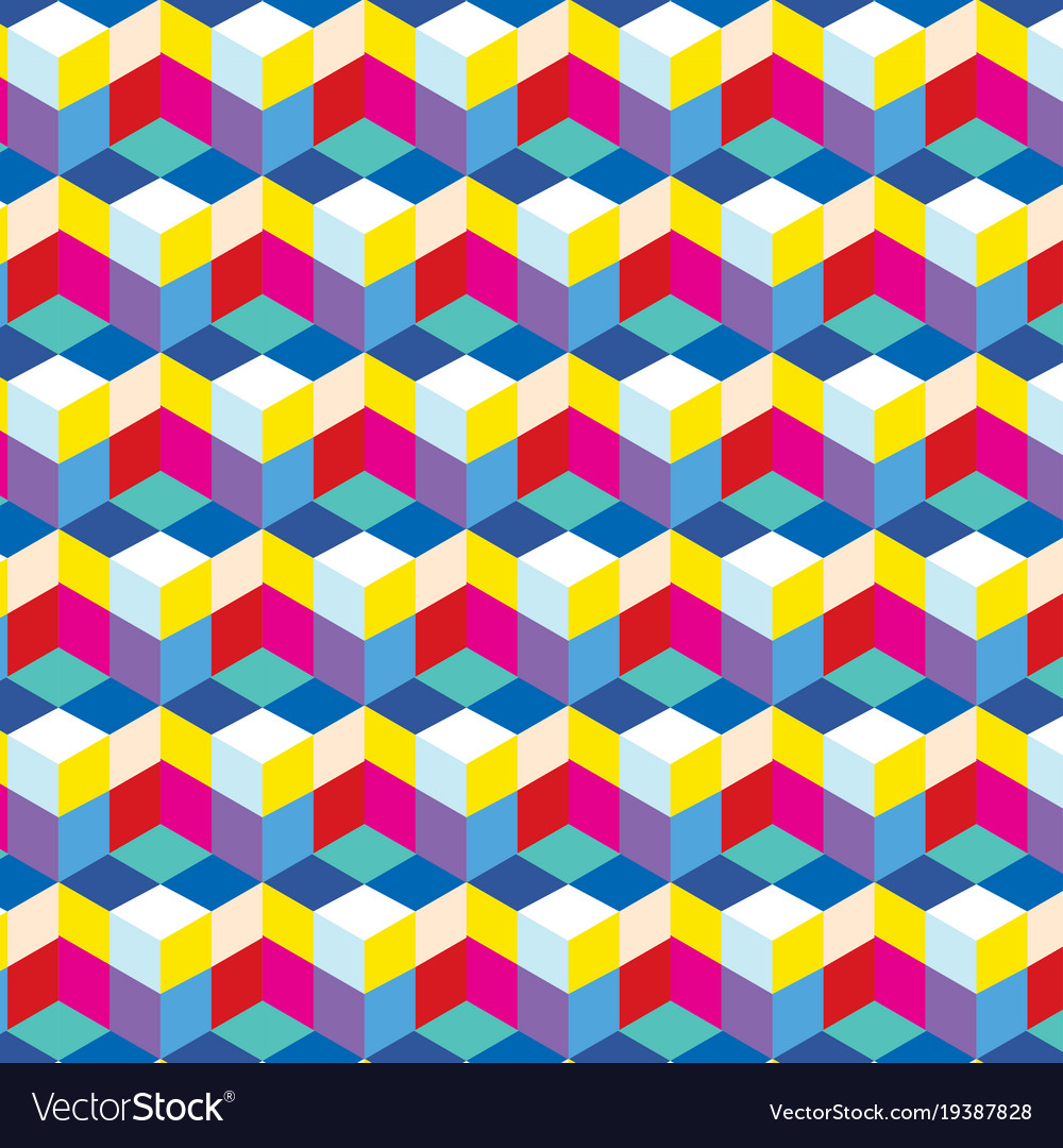 Seamless abstract cube pattern colorful design