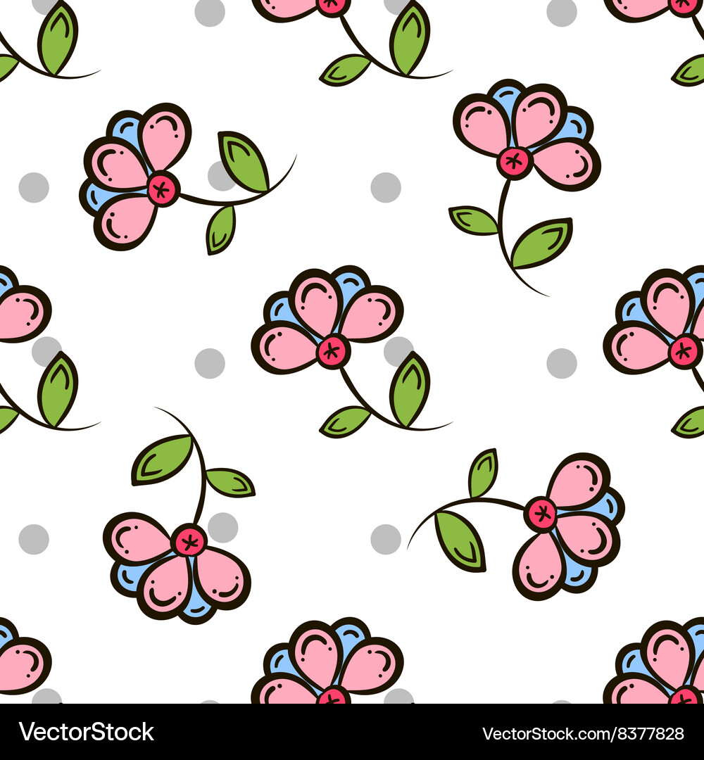 Seamless pattern flowers and circles Royalty Free Vector