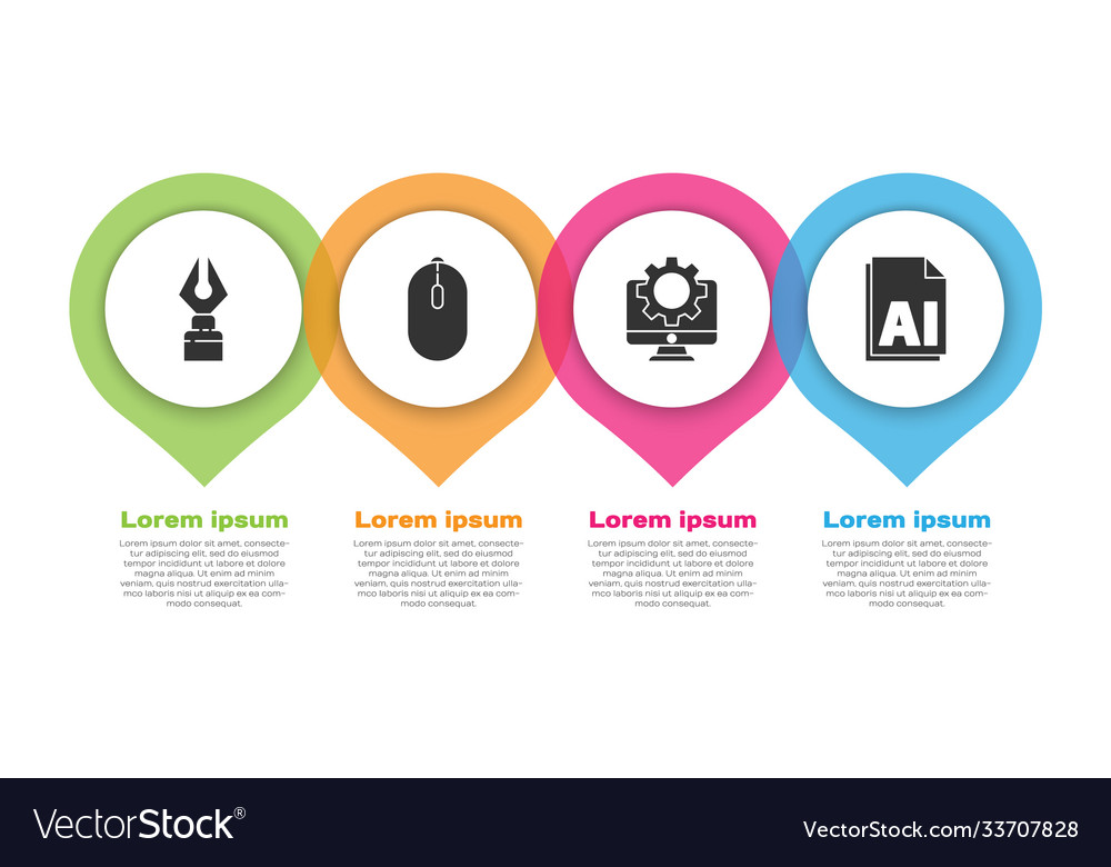 Set fountain pen nib computer mouse vector image Set fountain pen nib computer mouse