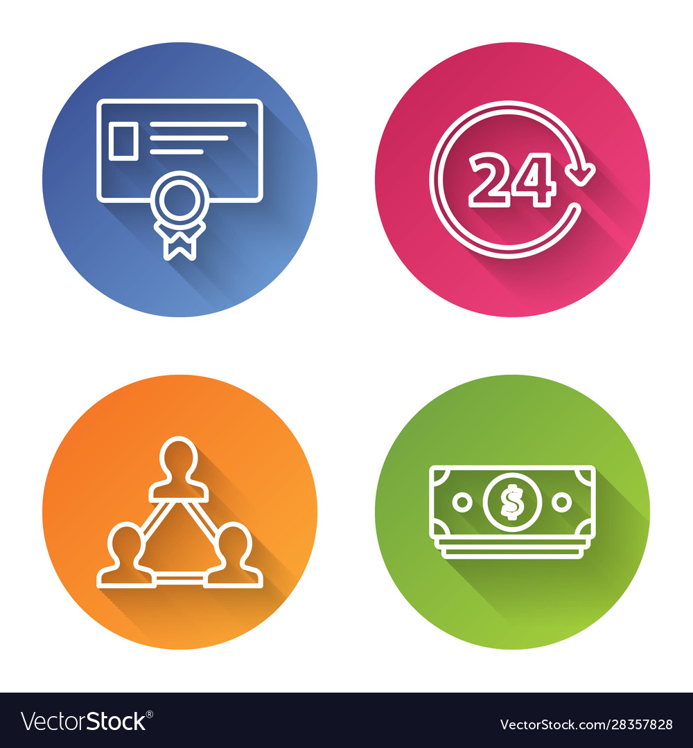 Set line certificate template clock 24 hours vector image Set line certificate template clock 24 hours