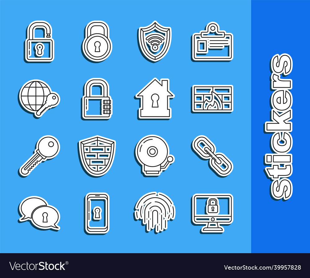 Set line lock on computer monitor screen firewall vector image Set line lock on computer monitor screen firewall