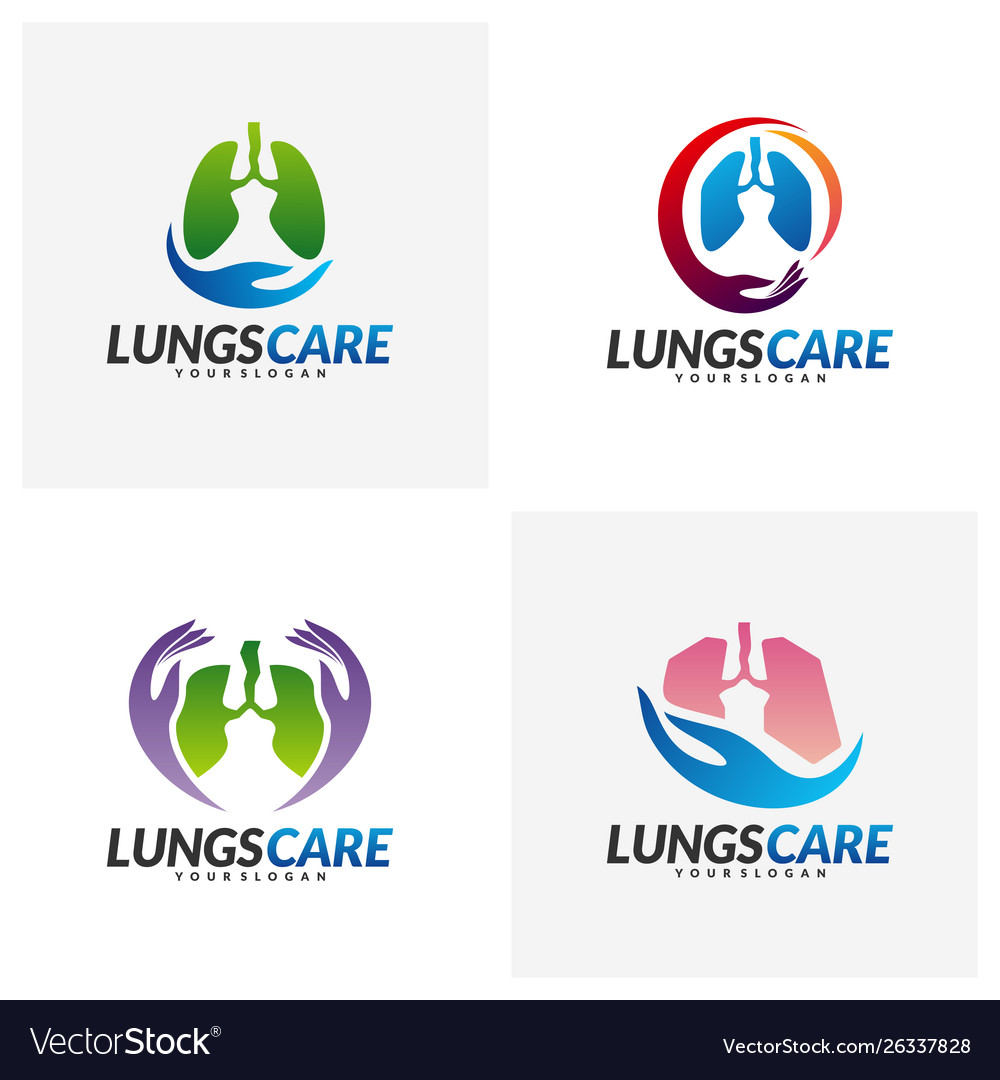 Set lungs health care logo design concept