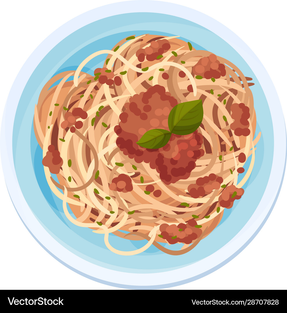 Spaghetti or capellini pasta with meat gravy Vector Image