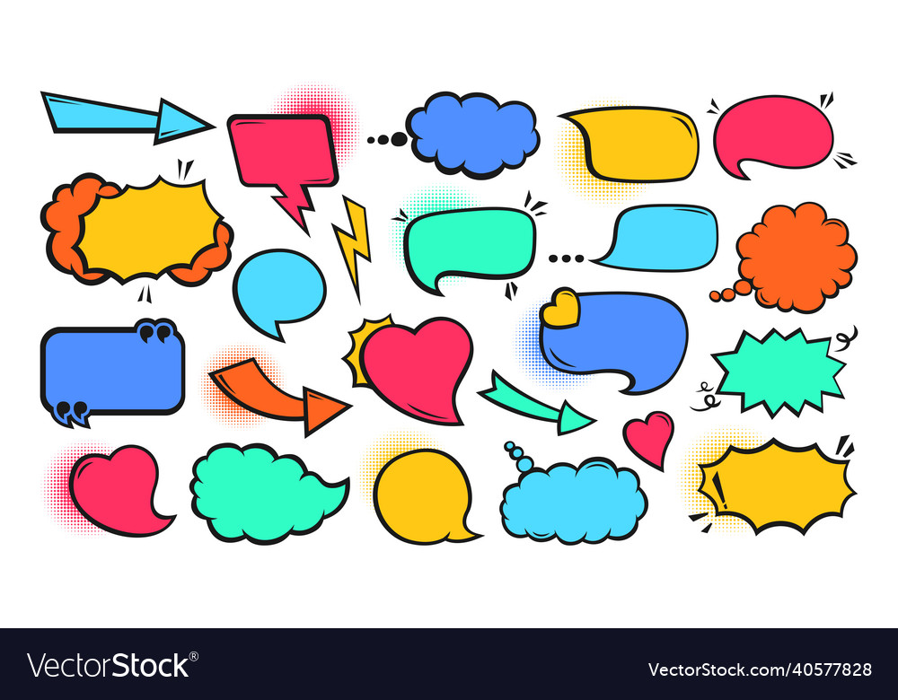 Speech bubble comic pop art set retro colorful Vector Image