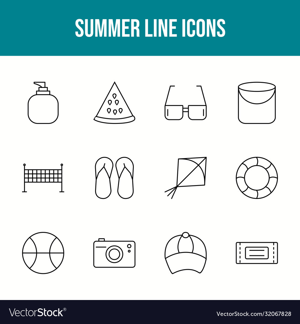 Unique summer line icon set