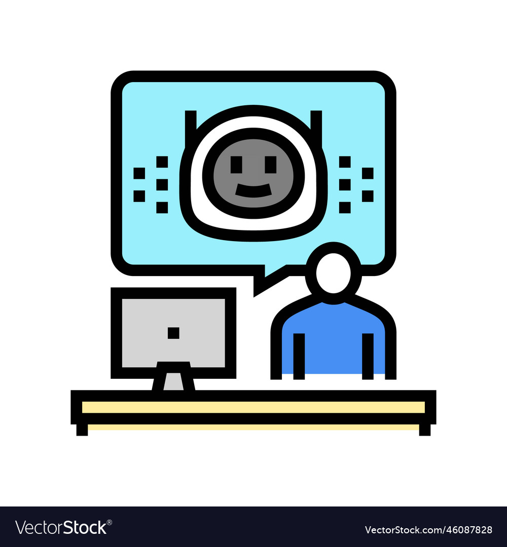 Virtual chat bot color icon