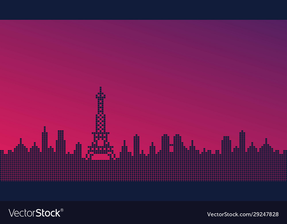 Witching hour in eiffel tower grid style building vector image Witching hour in eiffel tower grid style building