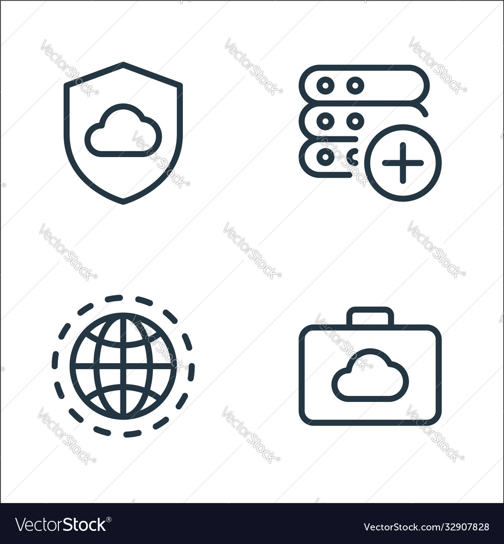 Work office server line icons linear set quality