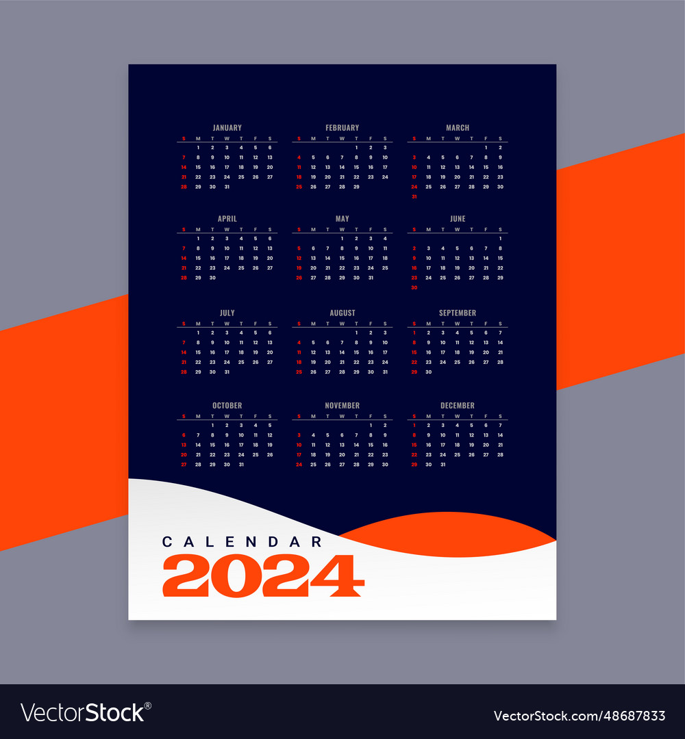 2024 monthly planner calendar layout a full page Vector Image