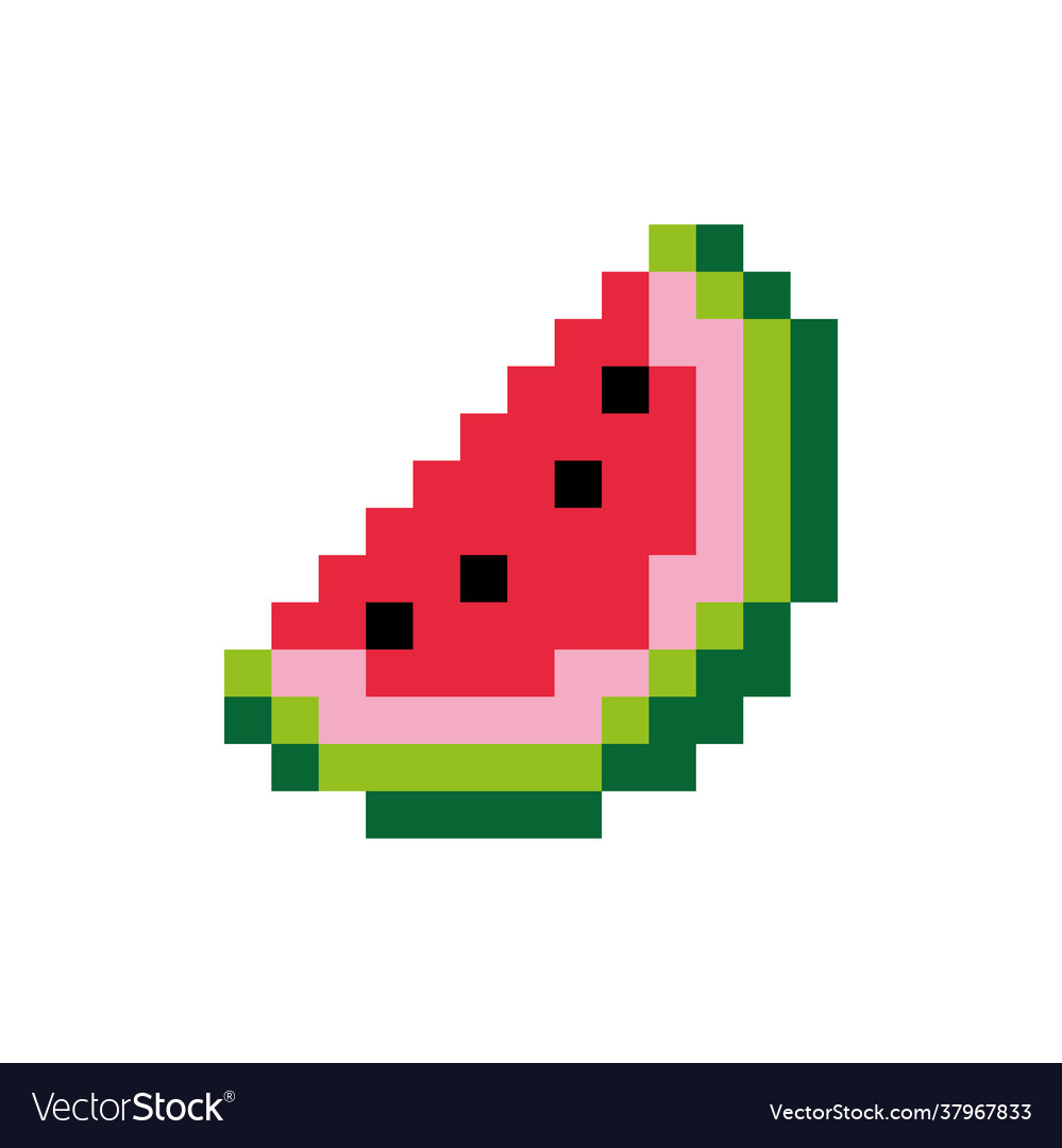 8 bit watermelon pixel slice Royalty Free Vector Image