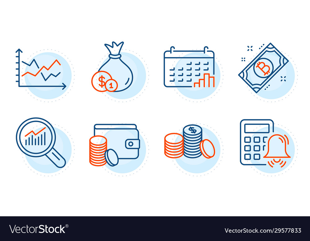 Bitcoin calendar graph and diagram chart icons Vector Image Bitcoin calendar graph and diagram chart icons