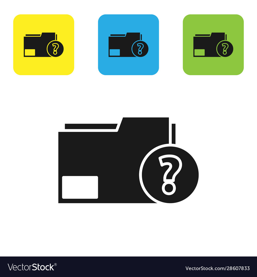 Black unknown document folder icon isolated vector image Black unknown document folder icon isolated