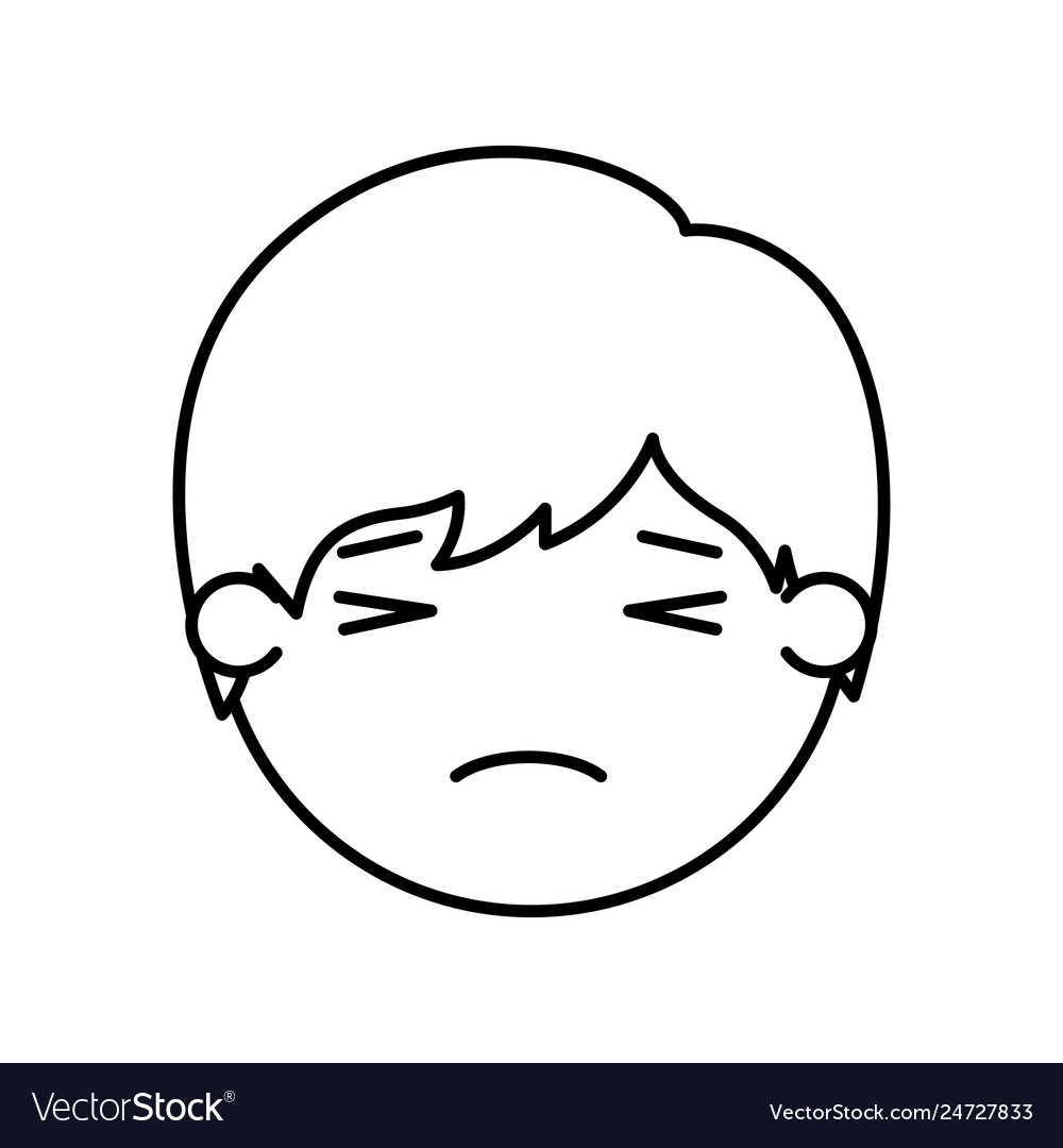 Cartoon sad man head kawaii character