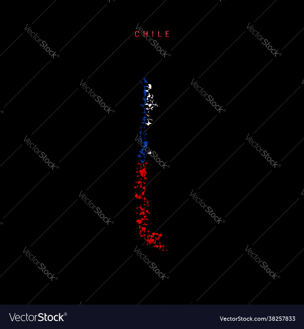 Chile flag map chaotic particles pattern vector image Chile flag map chaotic particles pattern