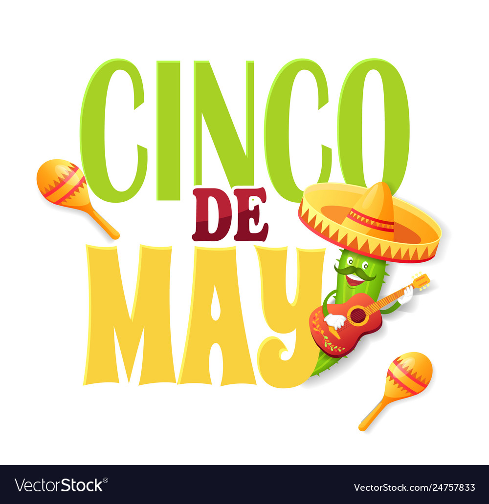 Cinco de mayo poster with cucumber and sombrero Vector Image