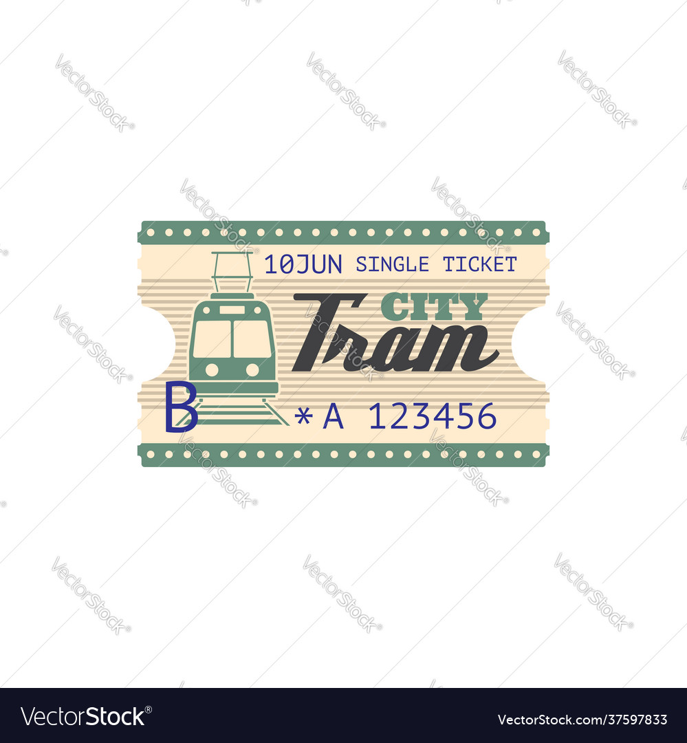 City tram single ticket isolated boarding pass Vector Image