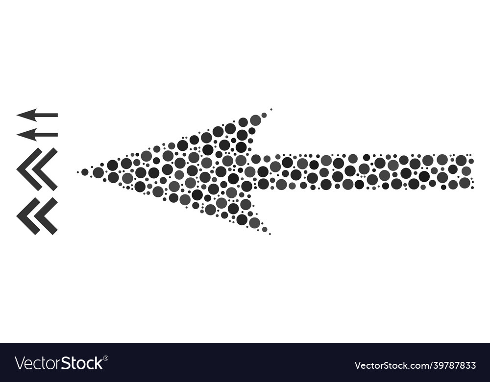 Dotted sharp arrow left composition of circles vector image Dotted sharp arrow left composition of circles