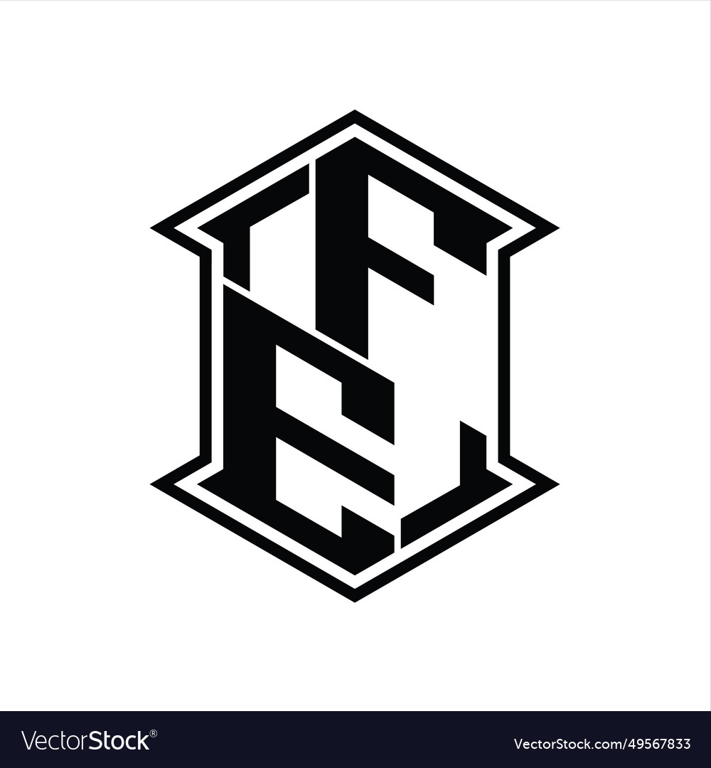 Fe logo monogram hexagon shield shape up and down Vector Image Fe logo monogram hexagon shield shape up and down