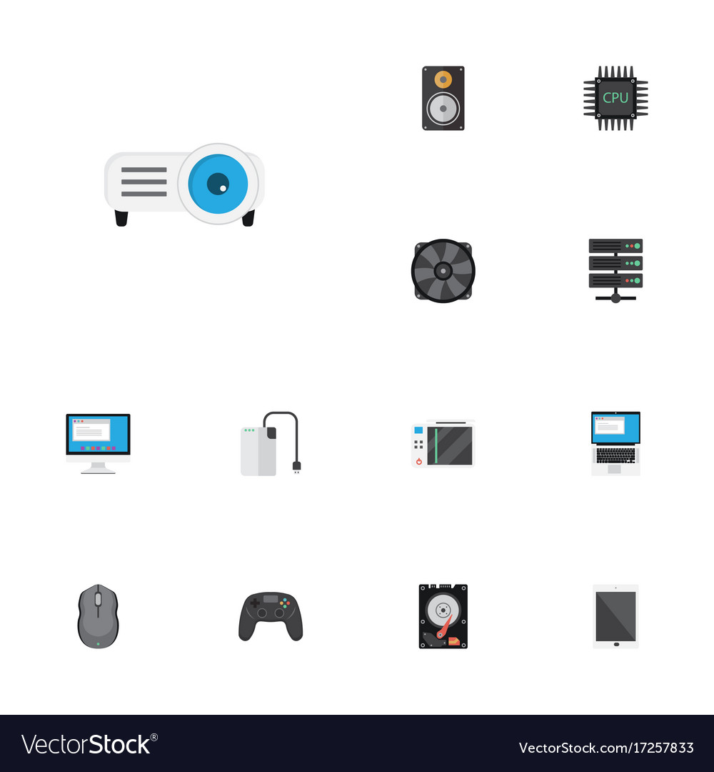 Flat icons computer mouse cooler hard disk