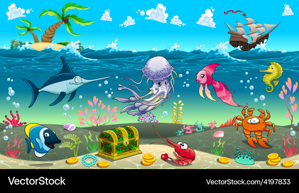 Funny Scene Under Sea Royalty Free Vector Image