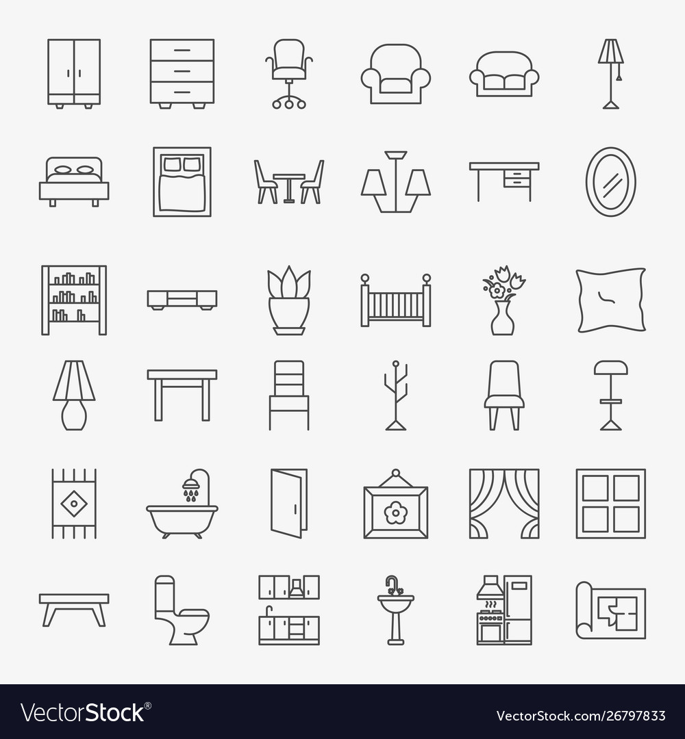 Furniture line icons set Royalty Free Vector Image