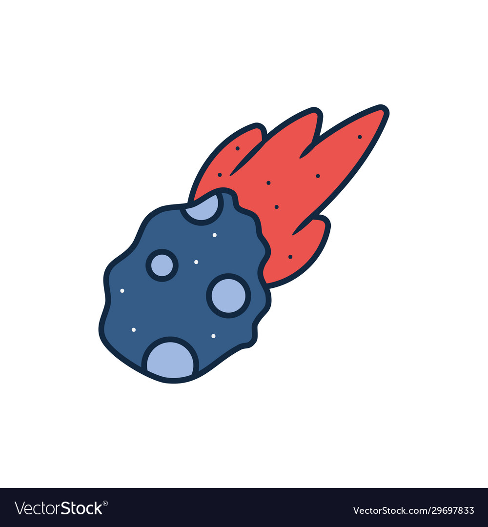Isolated asteroid line fill style icon vector image Isolated asteroid line fill style icon