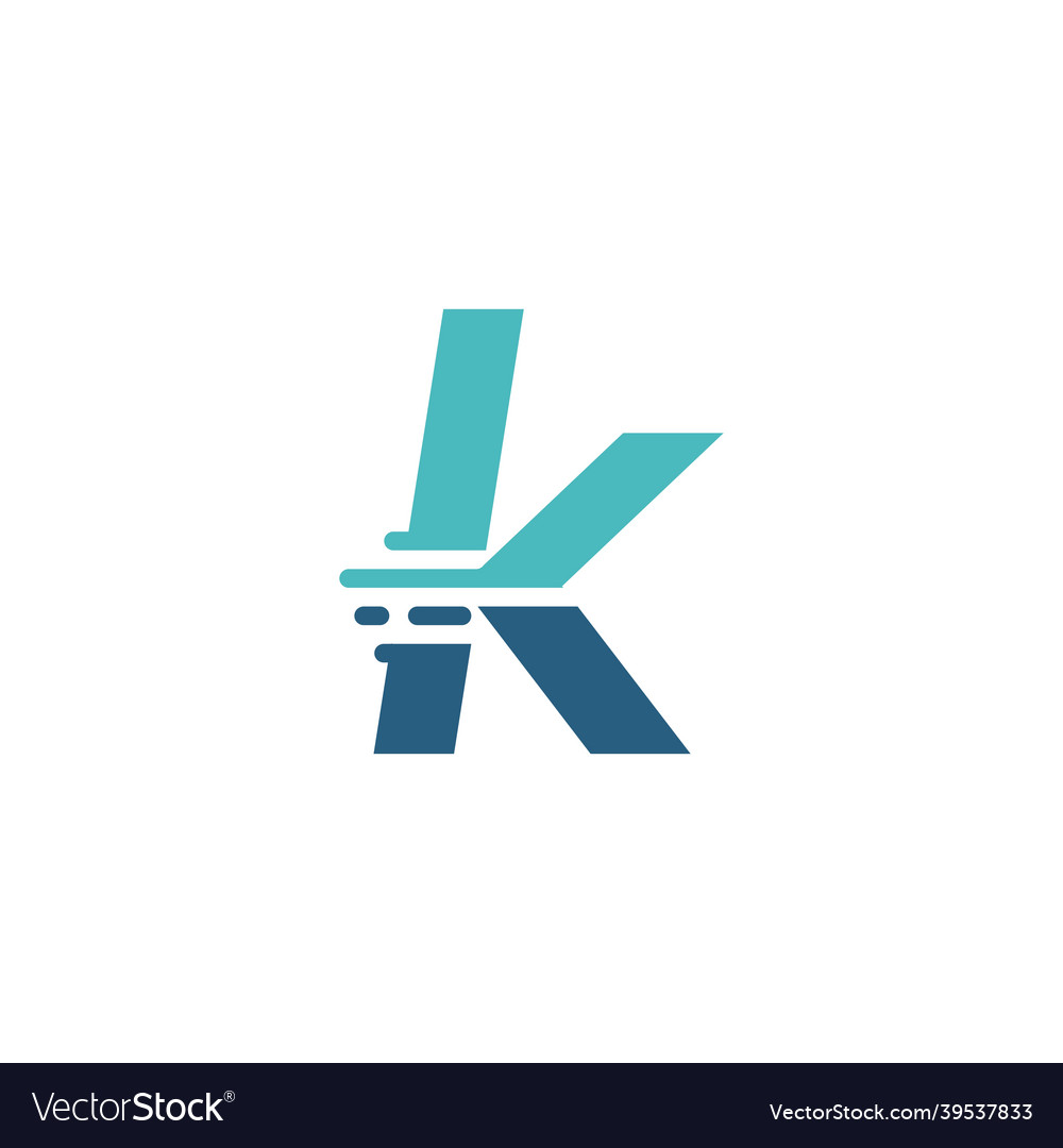 K letter dash lowercase tech digital fast quick Vector Image