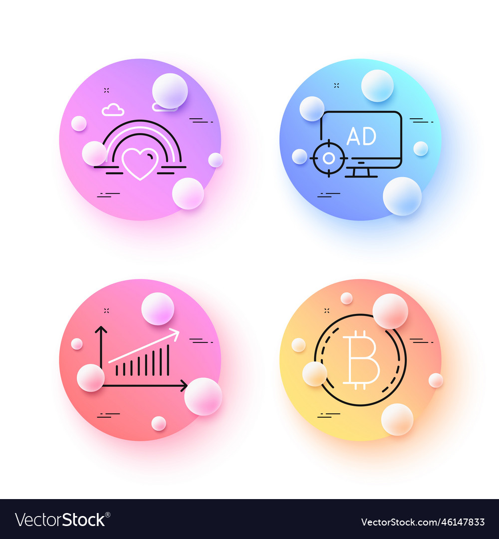 Lgbt bitcoin and chart minimal line icons vector image Lgbt bitcoin and chart minimal line icons