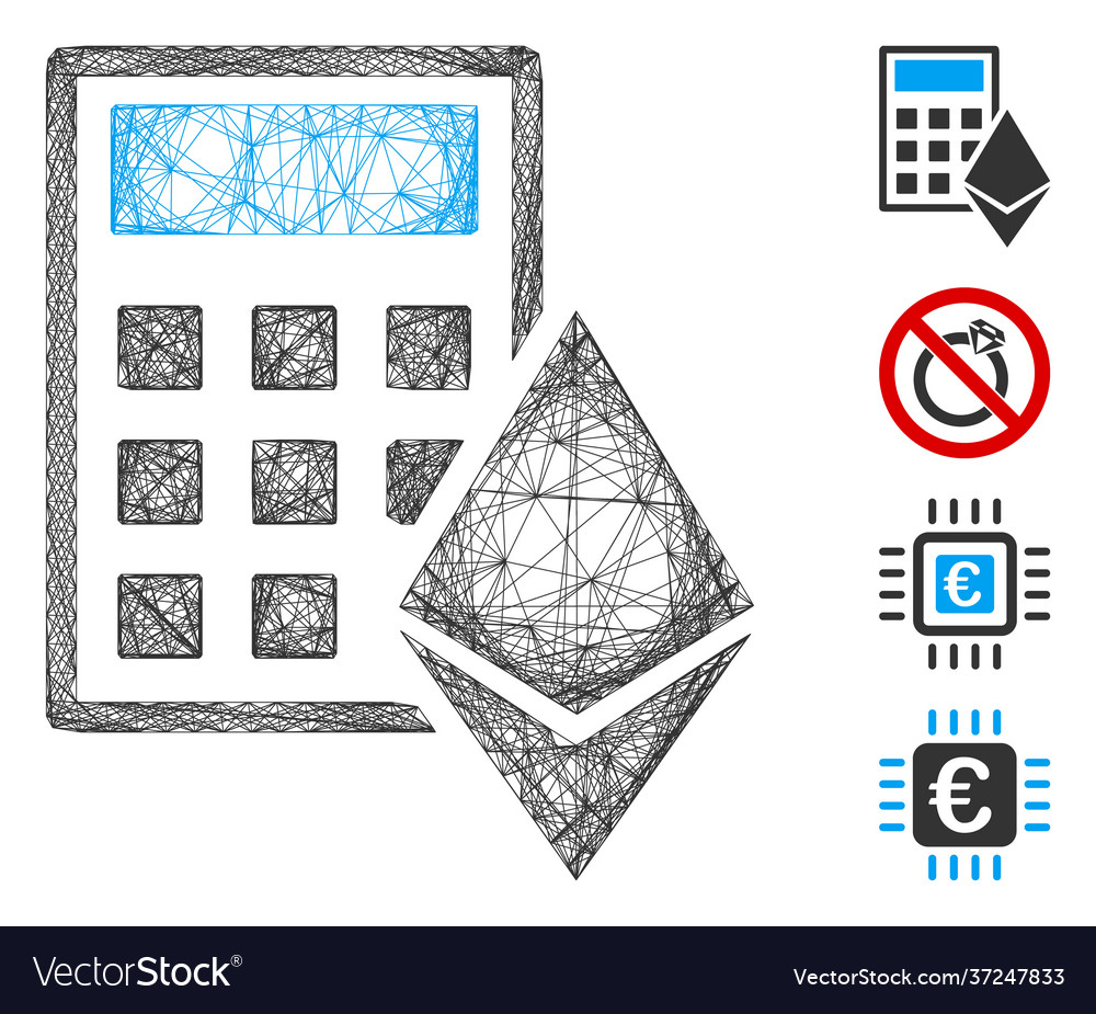 Linear ethereum calculator mesh vector image Linear ethereum calculator mesh