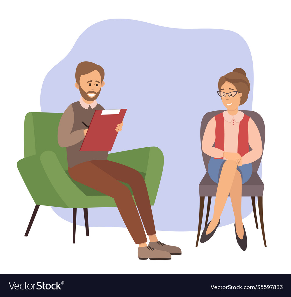 Patients at a reception at psychotherapies Vector Image