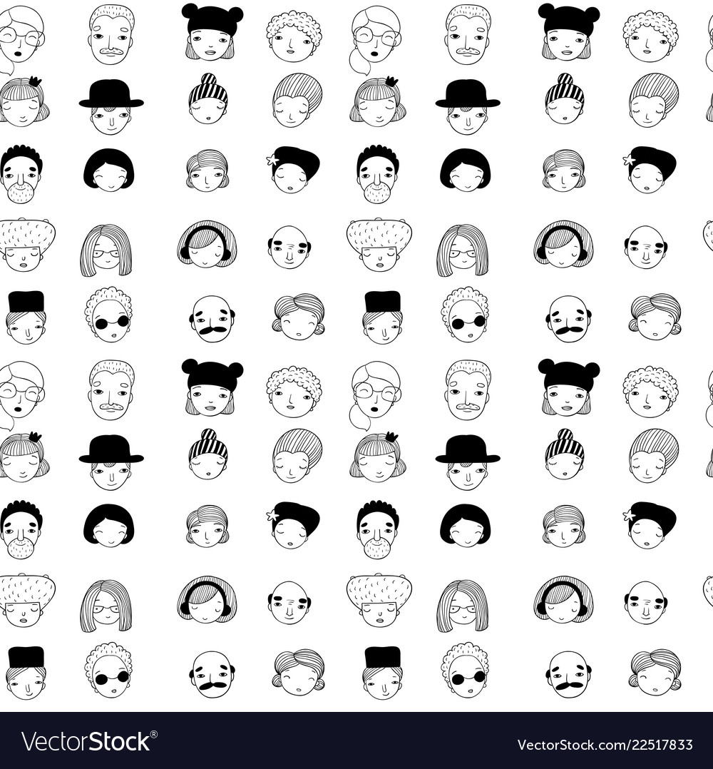 Pattern with graphical faces vector image Pattern with graphical faces