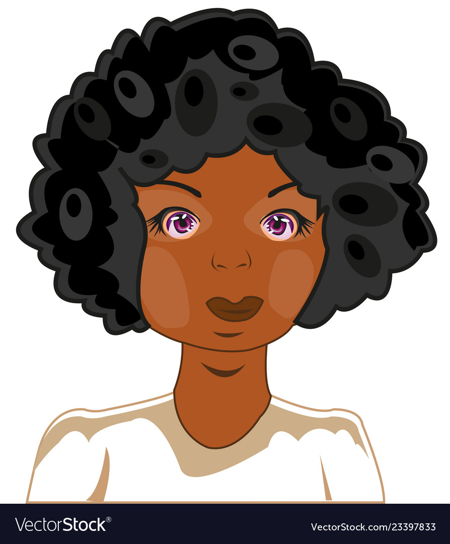 Portrait of the curly girl to african appearance