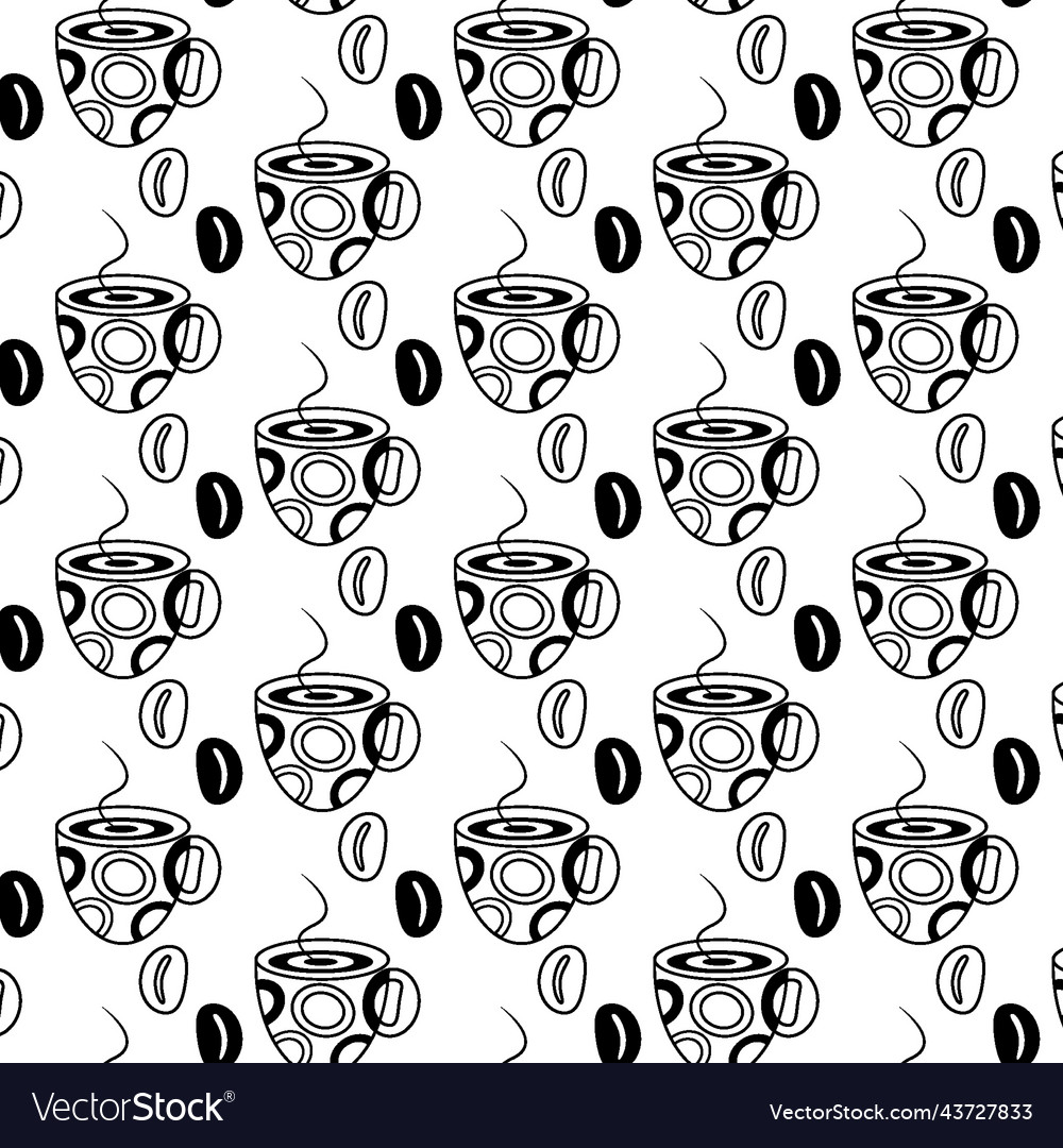 Seamless pattern with coffee beans and abstract vector image Seamless pattern with coffee beans and abstract