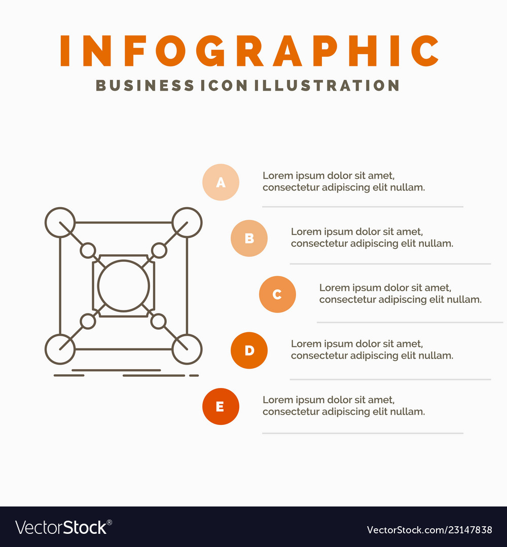 Base center connection data hub infographics vector image Base center connection data hub infographics
