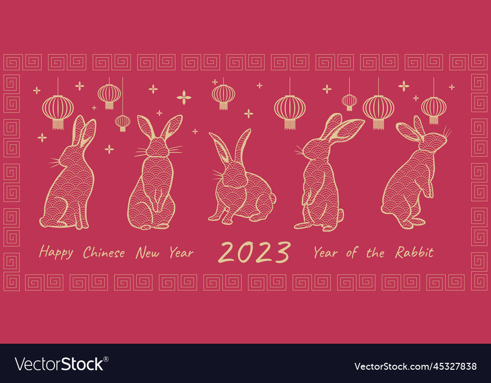 Chinese new year 2023 year of the rabbit Vector Image