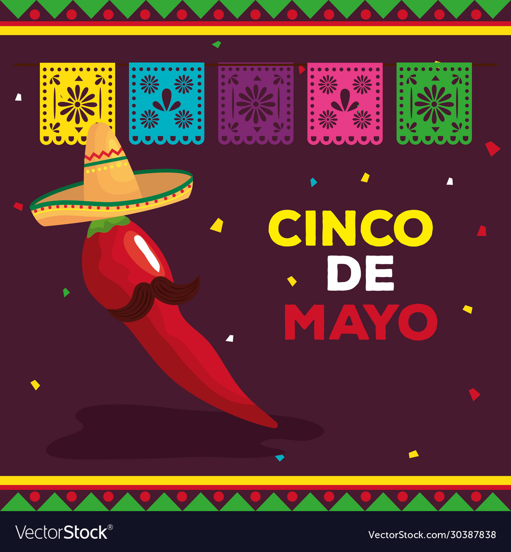 Cinco de mayo poster with chili pepper Royalty Free Vector